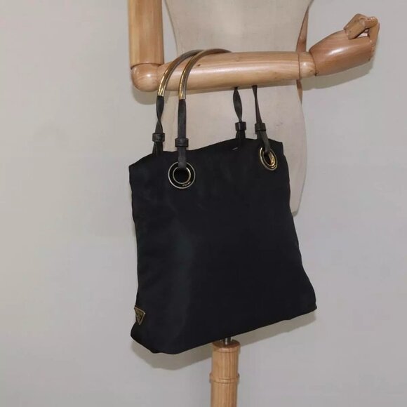PRADA Hand Bag Nylon Black Auth - Picture 1 of 16
